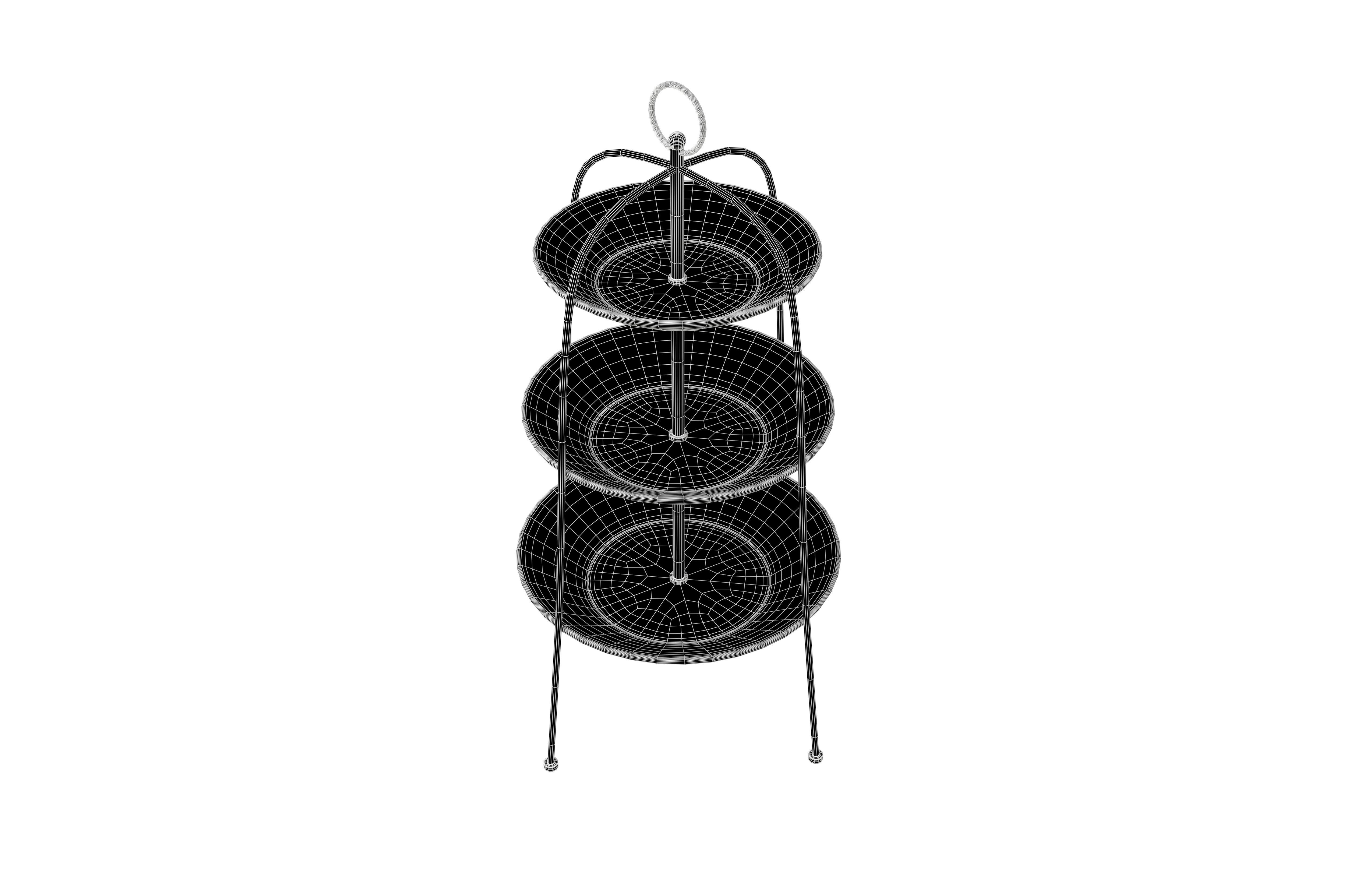 Three Tier Cake Stand v2 004 Low-poly 3D model_8