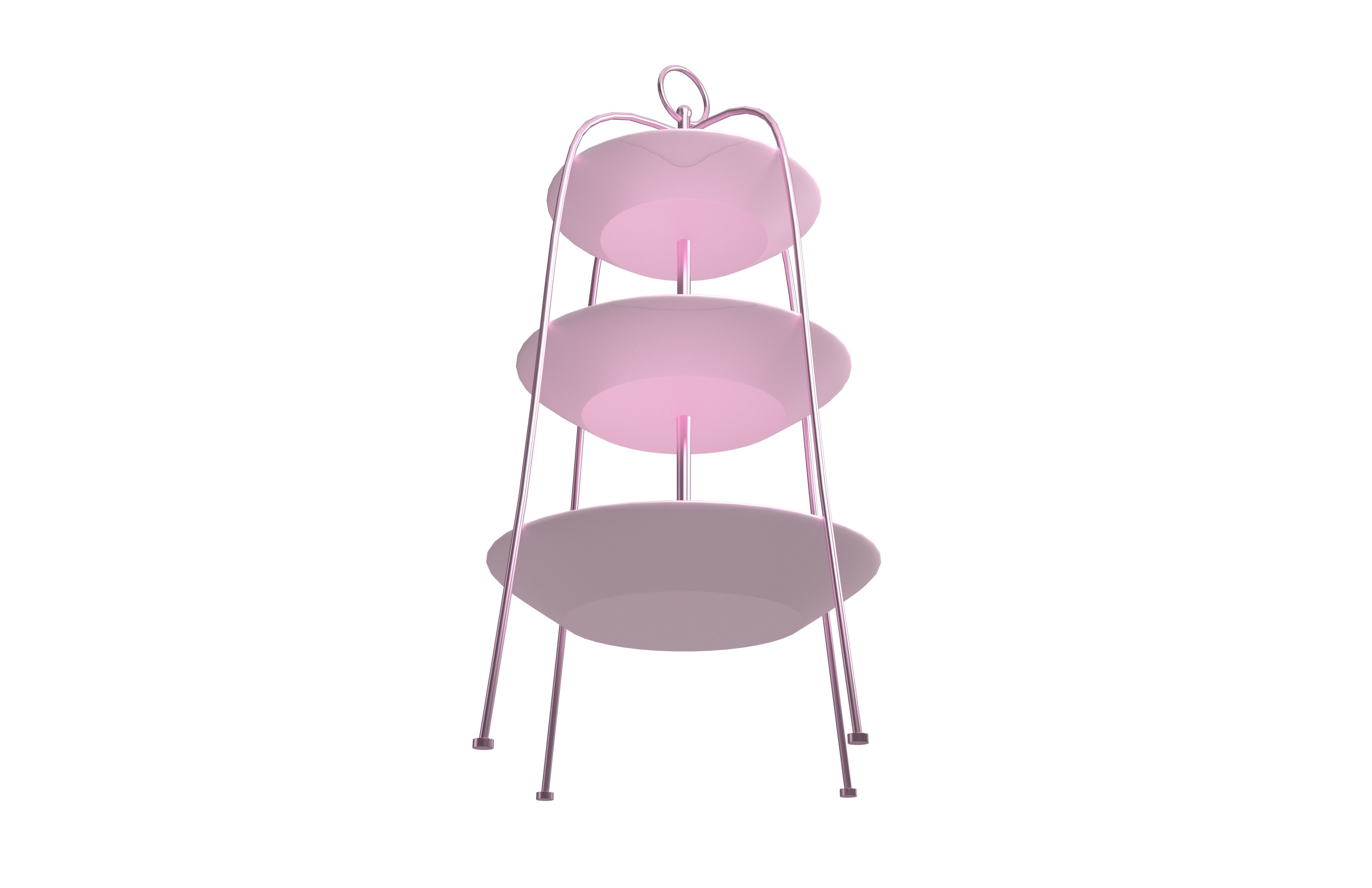 Three Tier Cake Stand v2 004 Low-poly 3D model_3