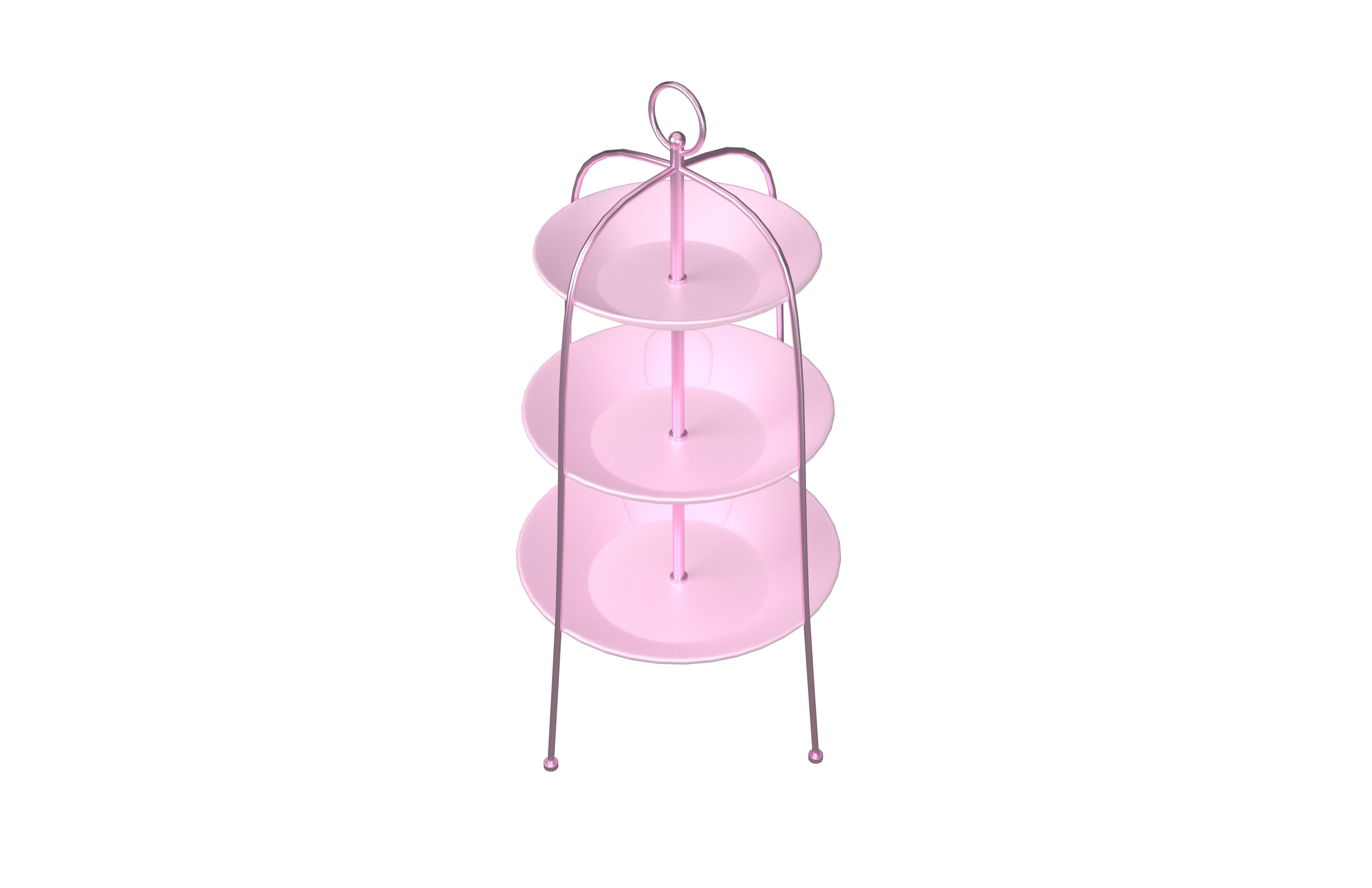Three Tier Cake Stand v2 004 Low-poly 3D model_4