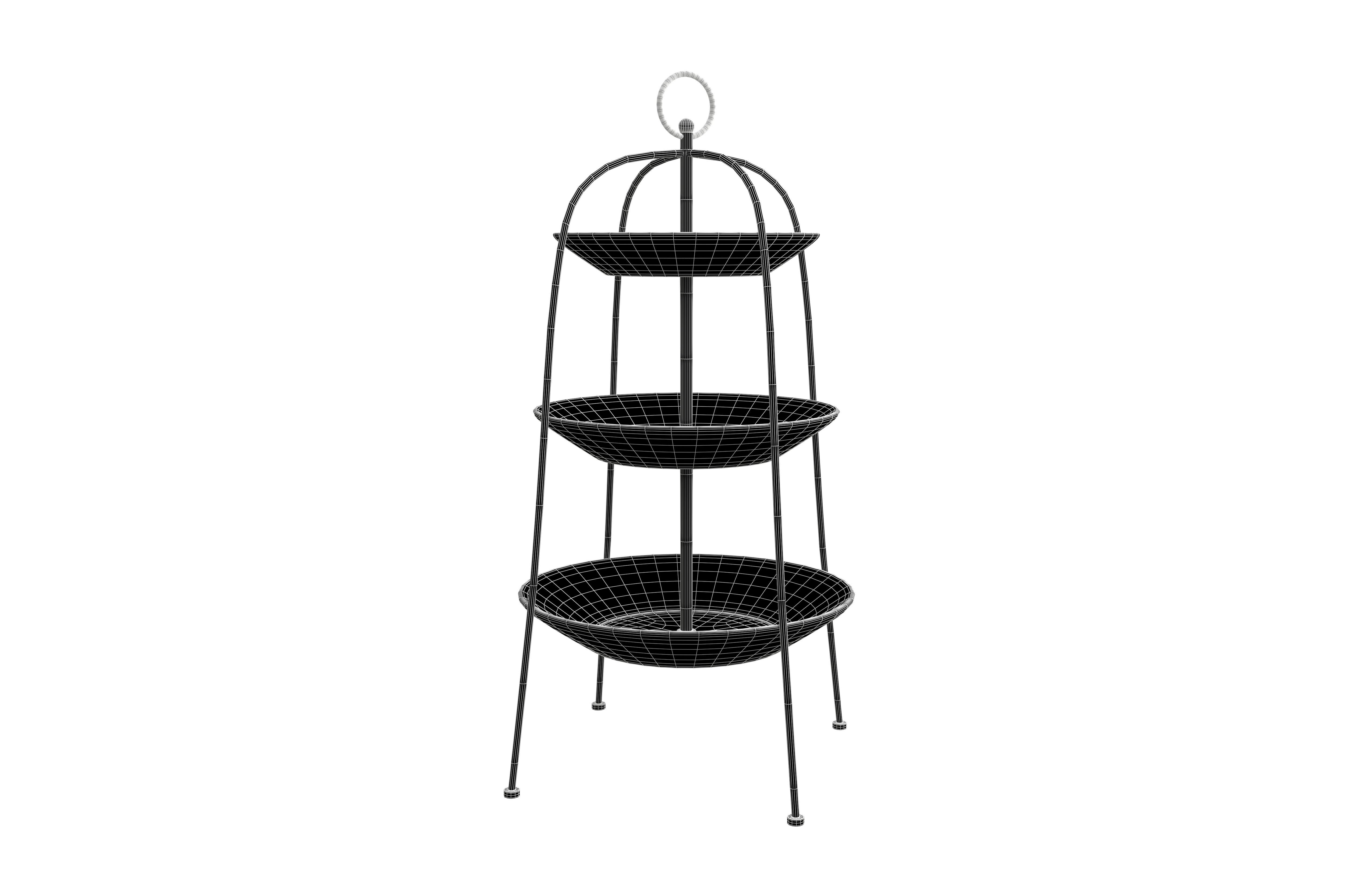 Three Tier Cake Stand v2 004 Low-poly 3D model_5