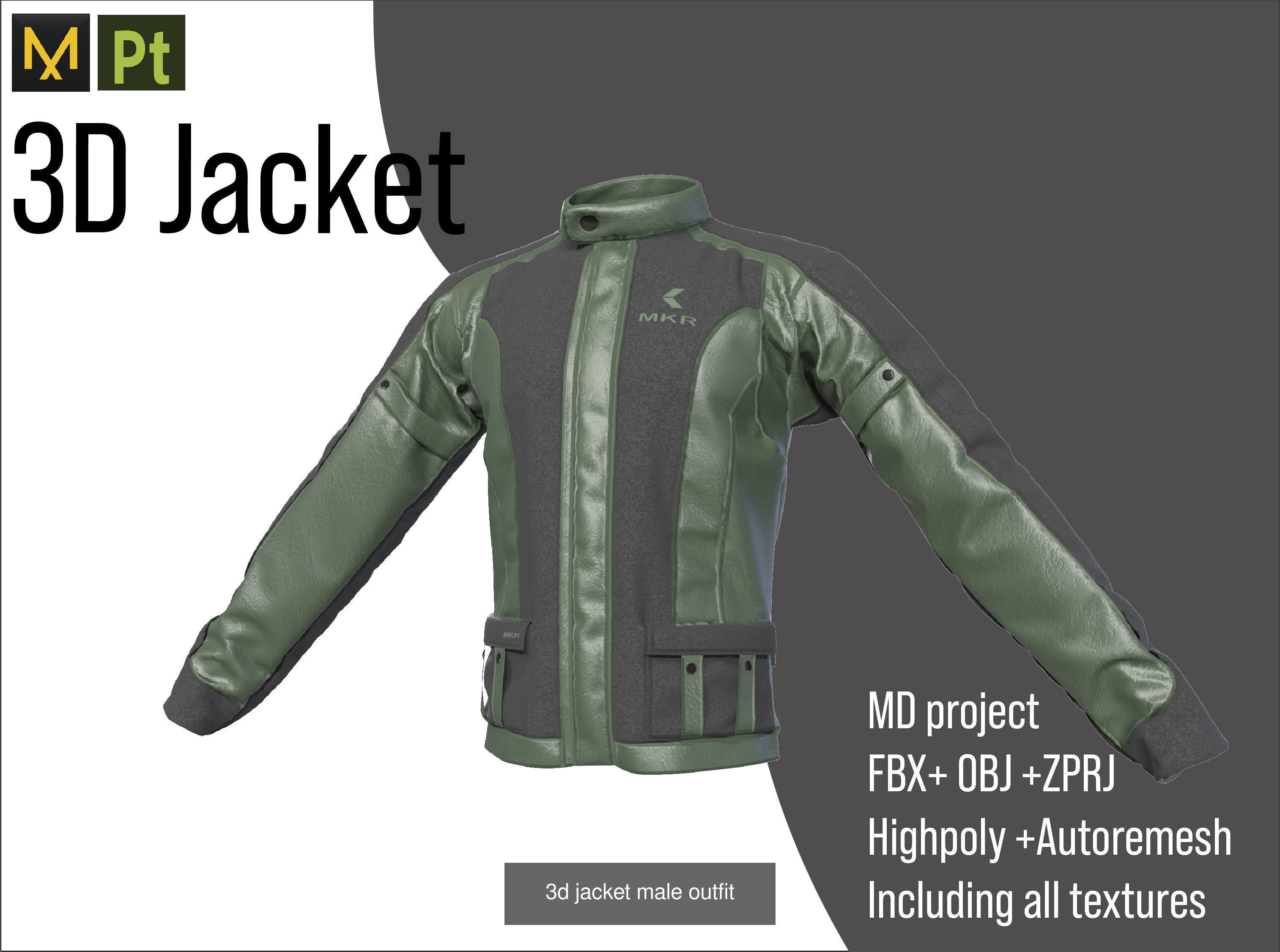 3 male jackets 3D Model Collection_4