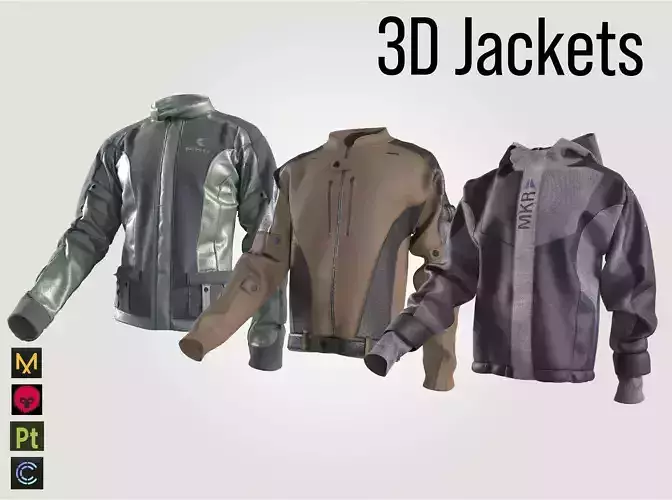 3 male jackets 3D Model Collection