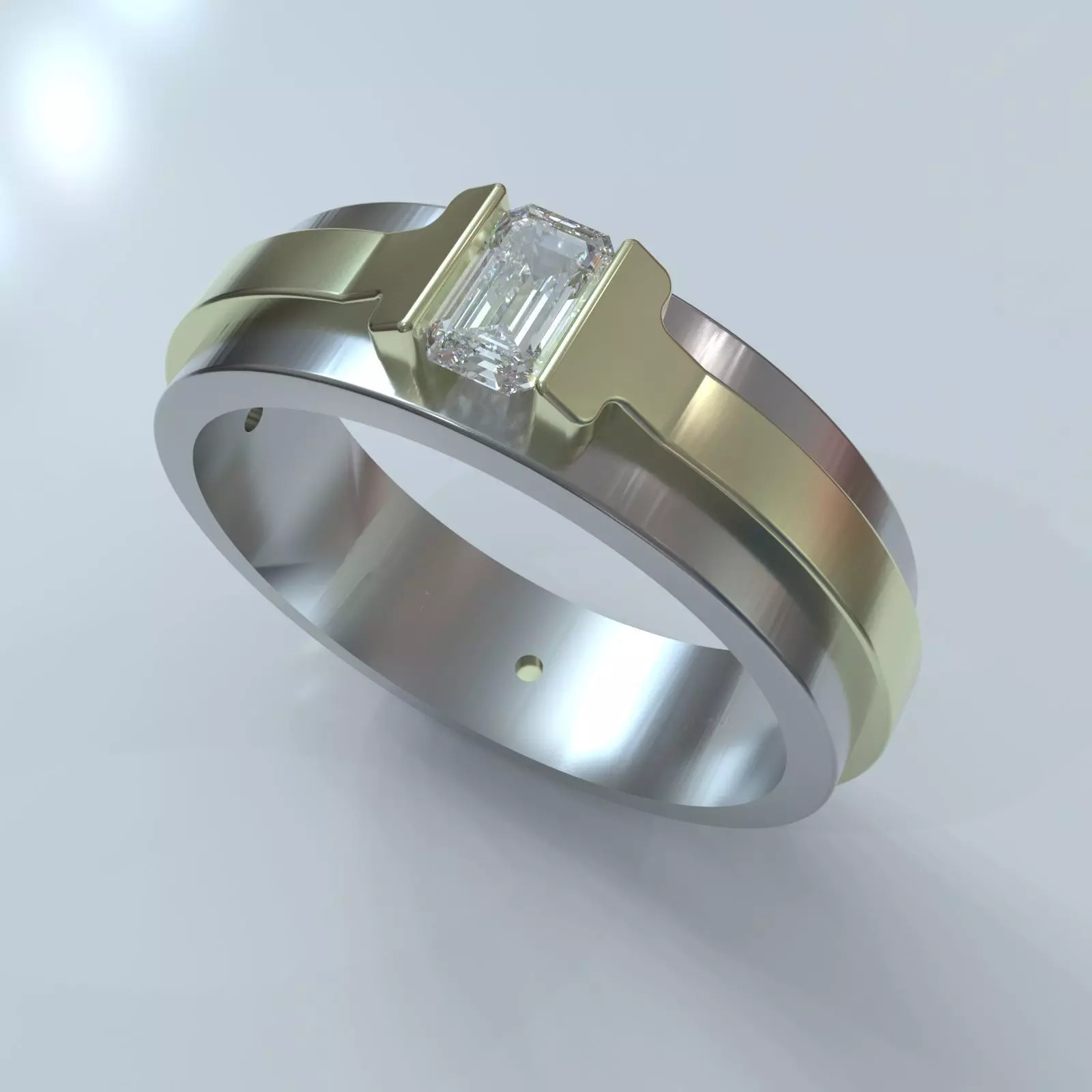 Tiffany men ring gold brilliant gem combination 3dm 3D print model