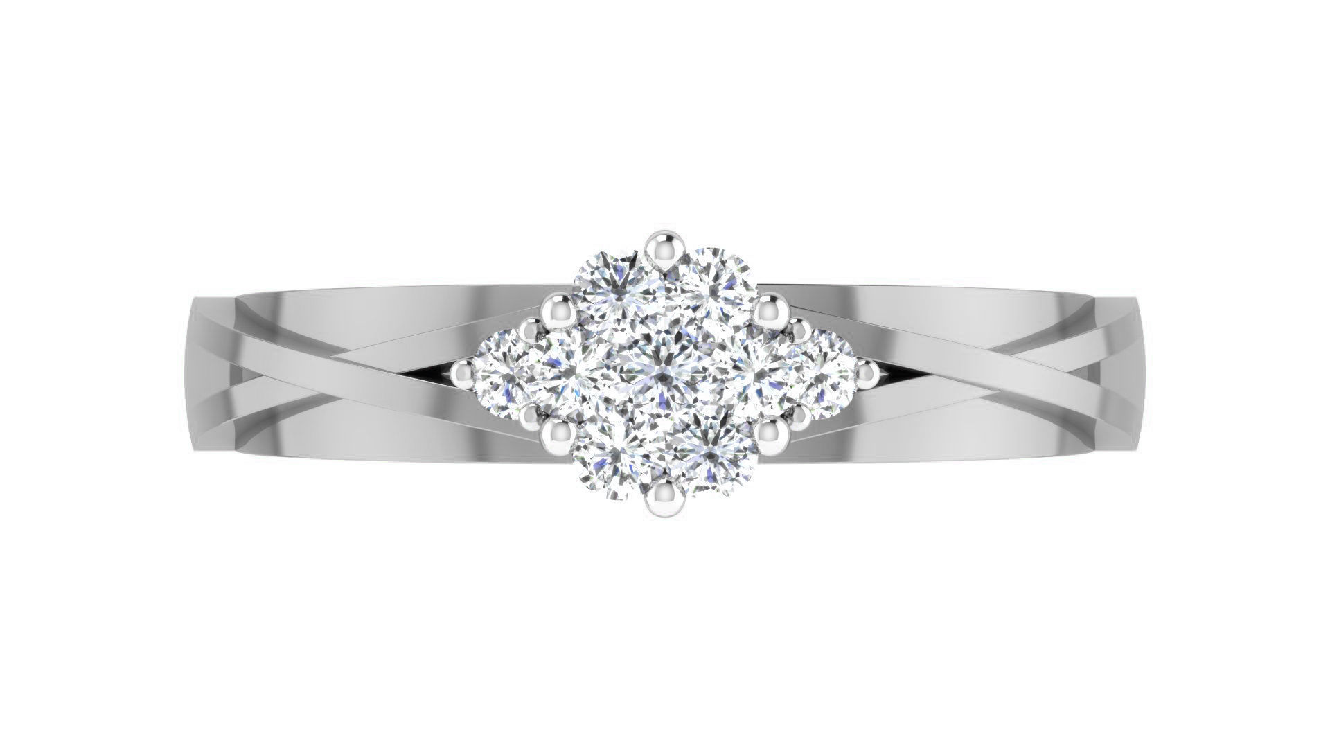 Ring - 6 diamond engagement gold 3D print model_2