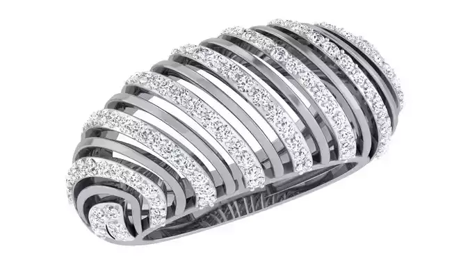 Ring - 3 diamond with rows of diamonds
