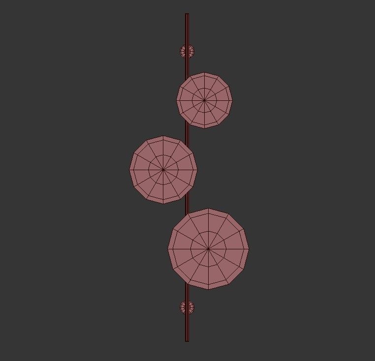 Ambiente K wall lamp with three circles hanging from it 3D model_2