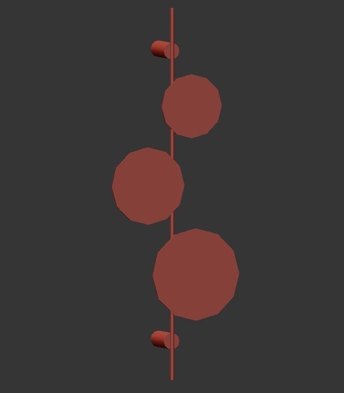 Ambiente K wall lamp with three circles hanging from it 3D model_1