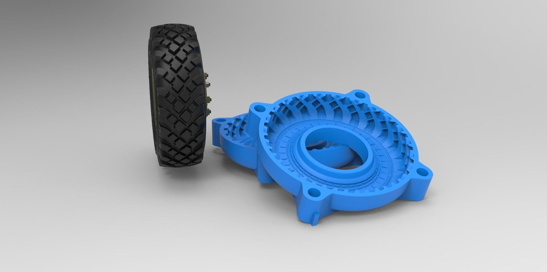 STL printable Mold RC Truck tire Rims and Tire files 3D print model_2