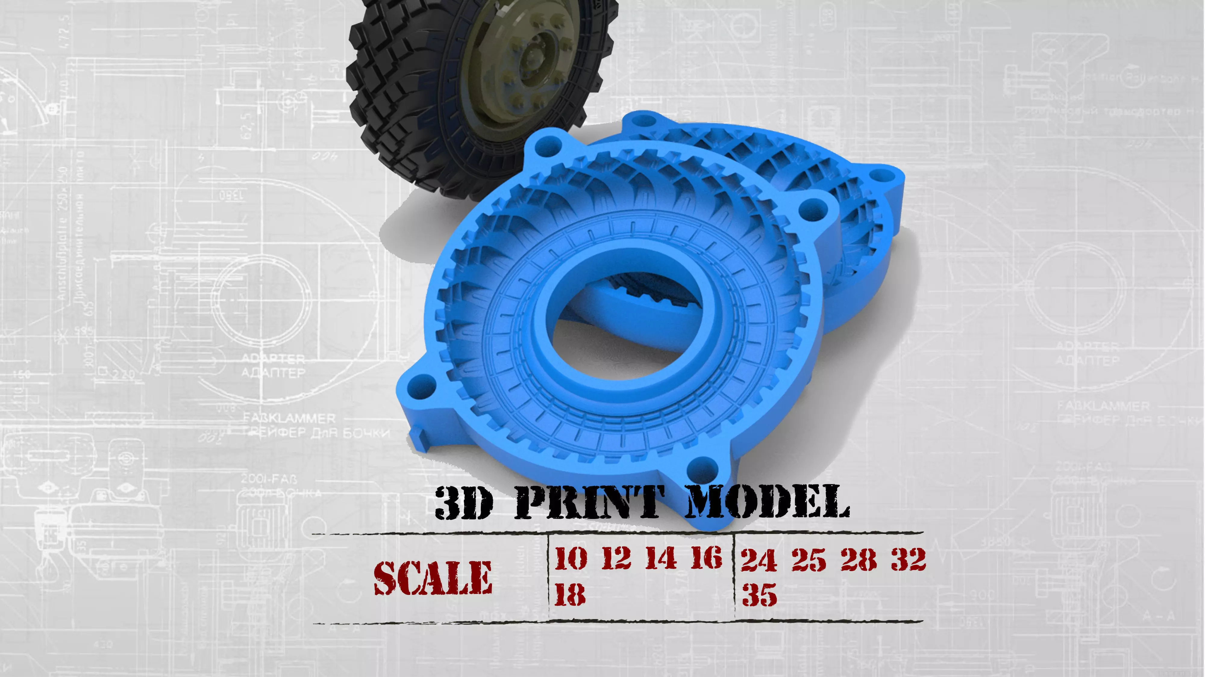 STL printable Mold RC Truck tire Rims and Tire files 3D print model_0
