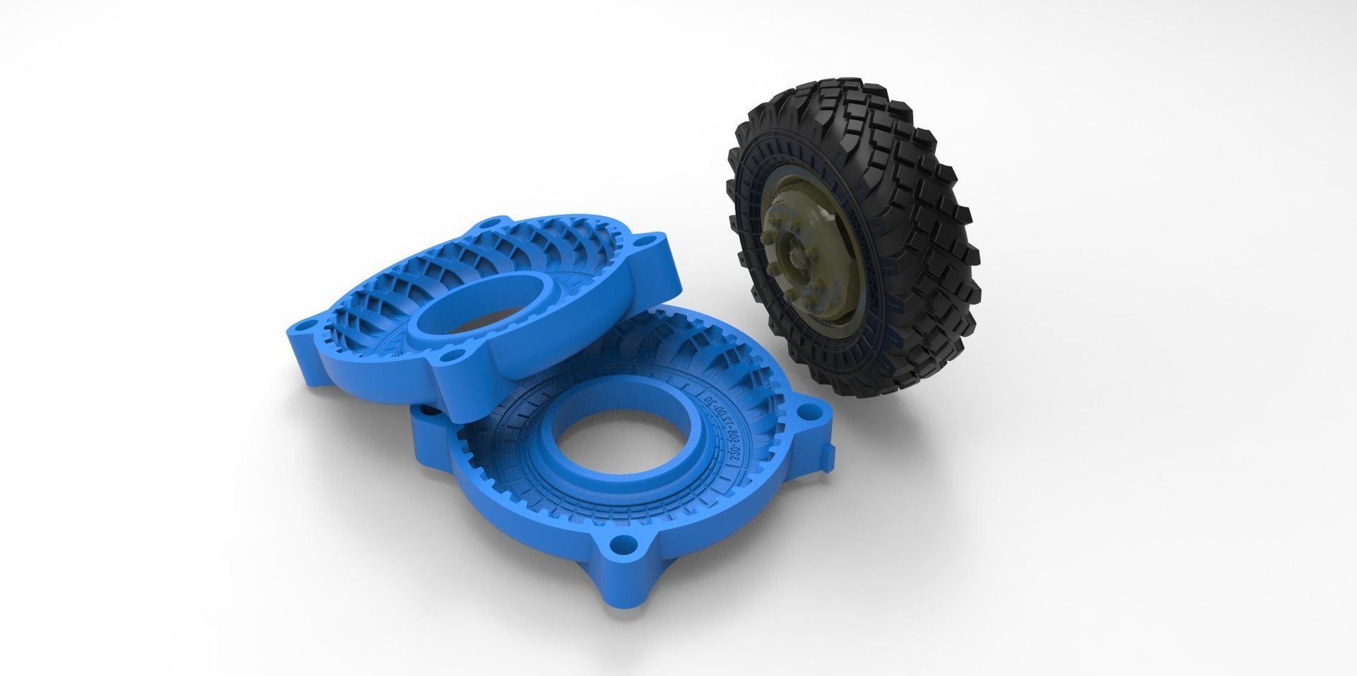 STL printable Mold RC Truck tire Rims and Tire files 3D print model_6