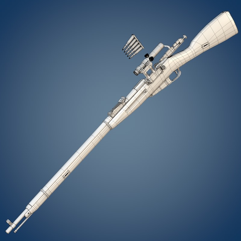 Mosin rifle with scope 3D model_9