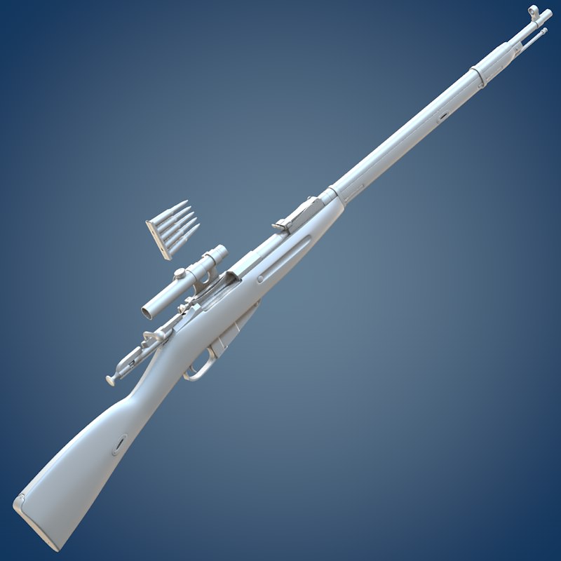 Mosin rifle with scope 3D model_8