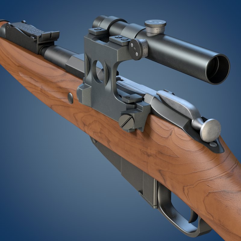 Mosin rifle with scope 3D model_4