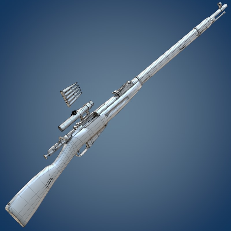 Mosin rifle with scope 3D model_7