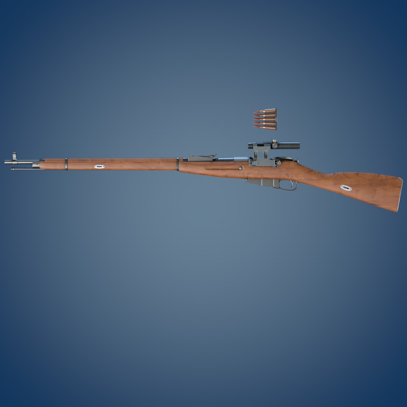 Mosin rifle with scope 3D model_3