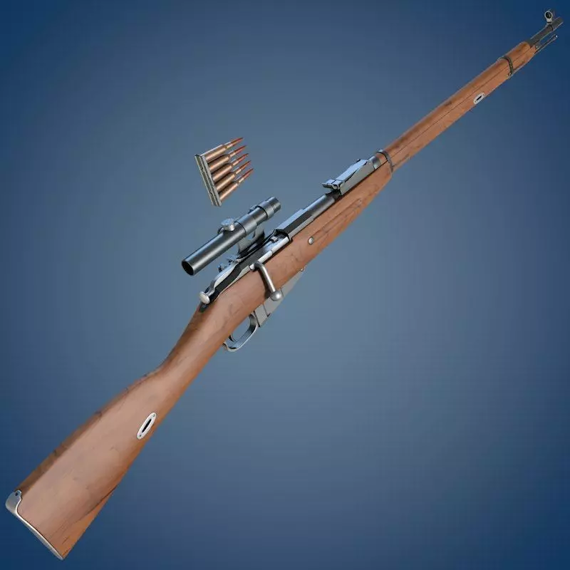 Mosin rifle with scope 3D model_0