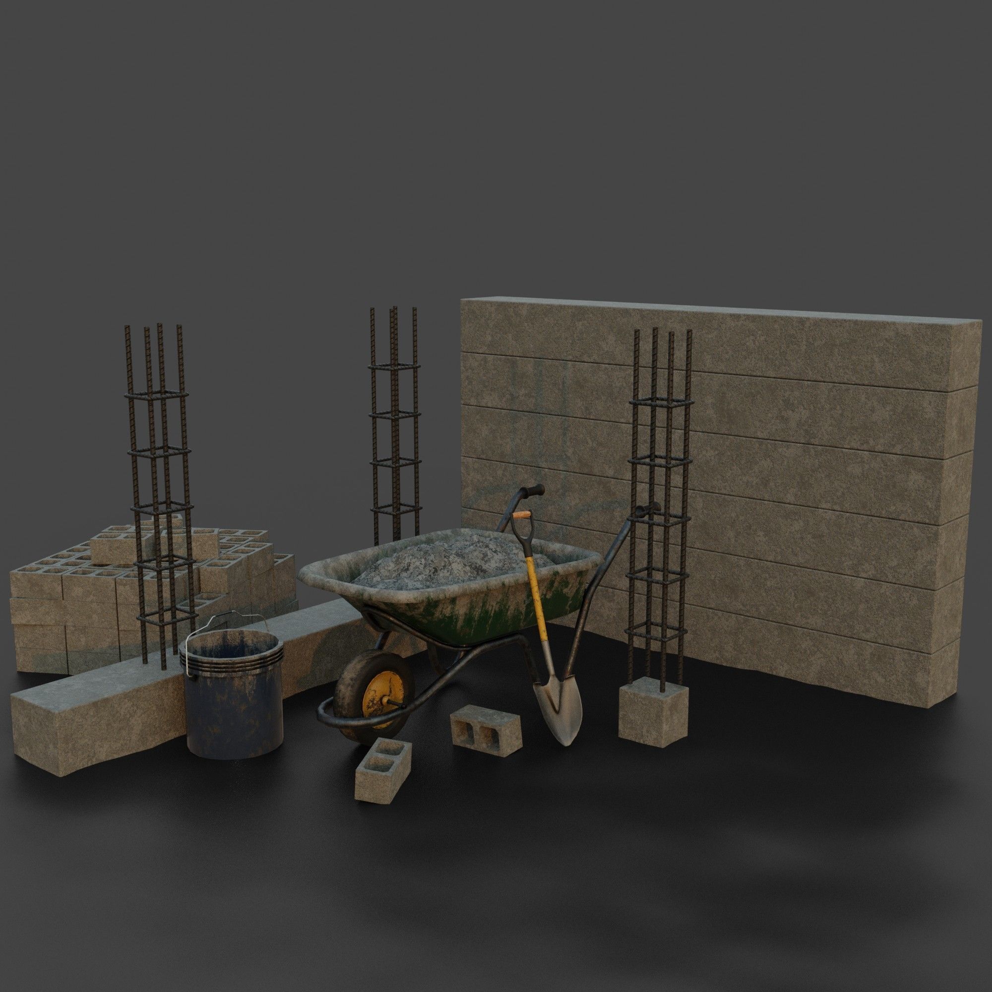 construction tools Low-poly 3D model_7