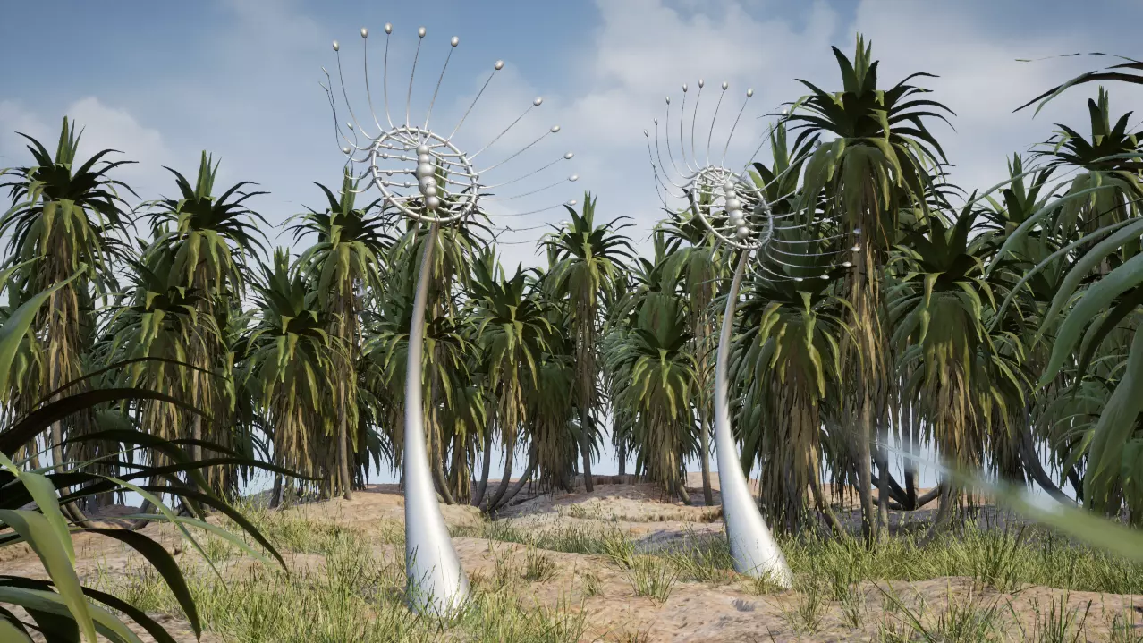 Kinetic Dandelions Sculpture  Low-poly 3D model_0