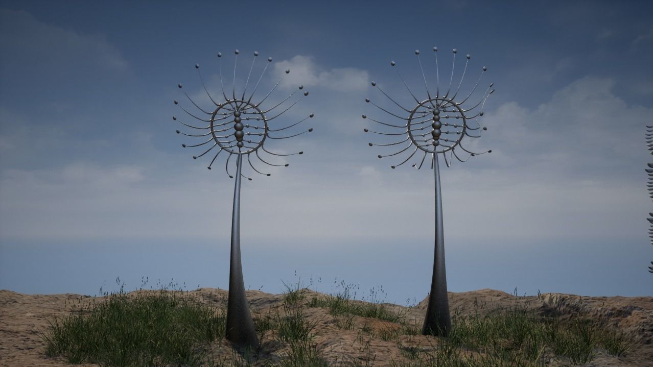 Kinetic Dandelions Sculpture  Low-poly 3D model_3