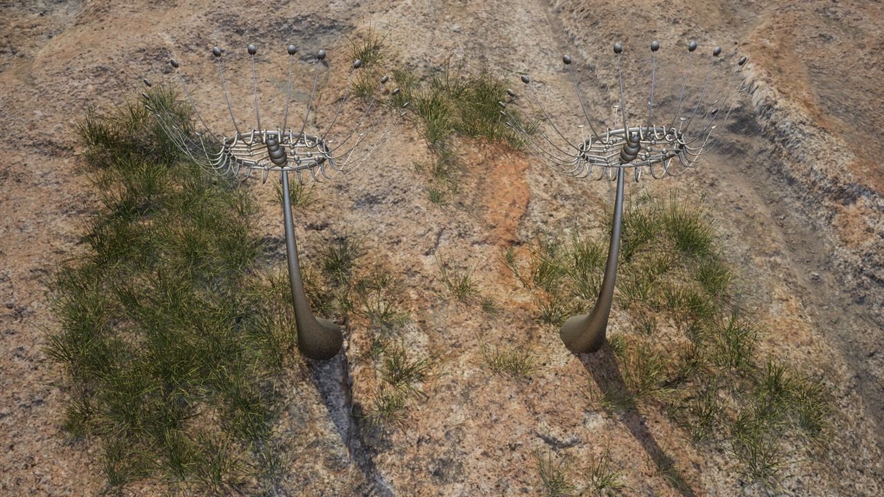 Kinetic Dandelions Sculpture  Low-poly 3D model_5