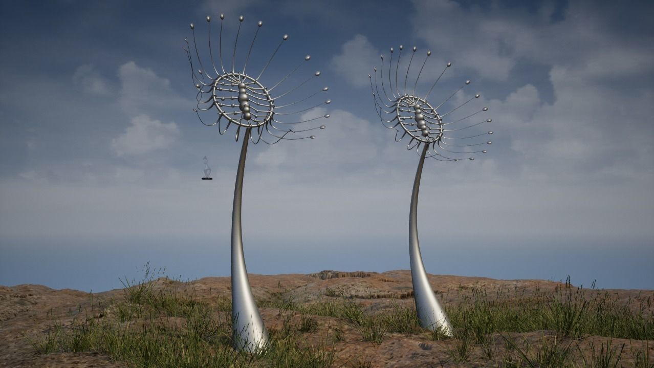 Kinetic Dandelions Sculpture  Low-poly 3D model_1