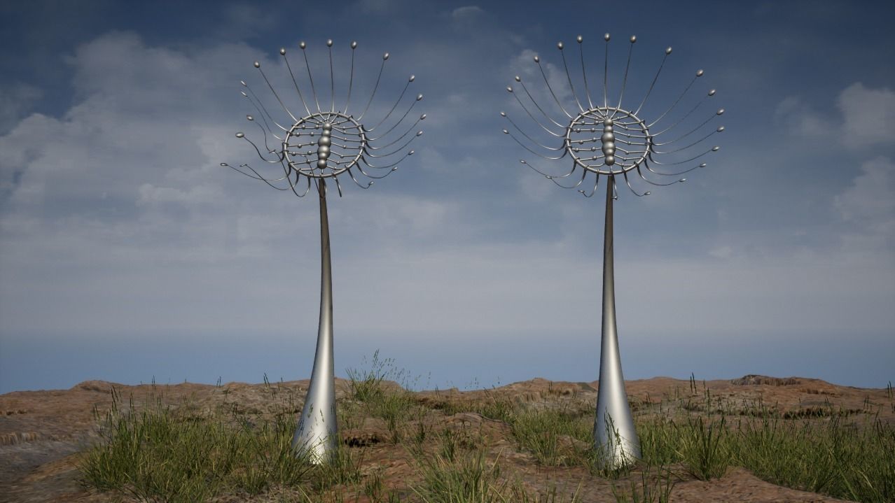 Kinetic Dandelions Sculpture  Low-poly 3D model_2