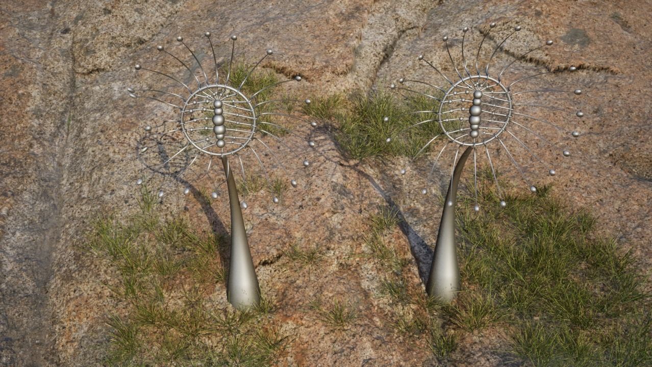 Kinetic Dandelions Sculpture  Low-poly 3D model_4