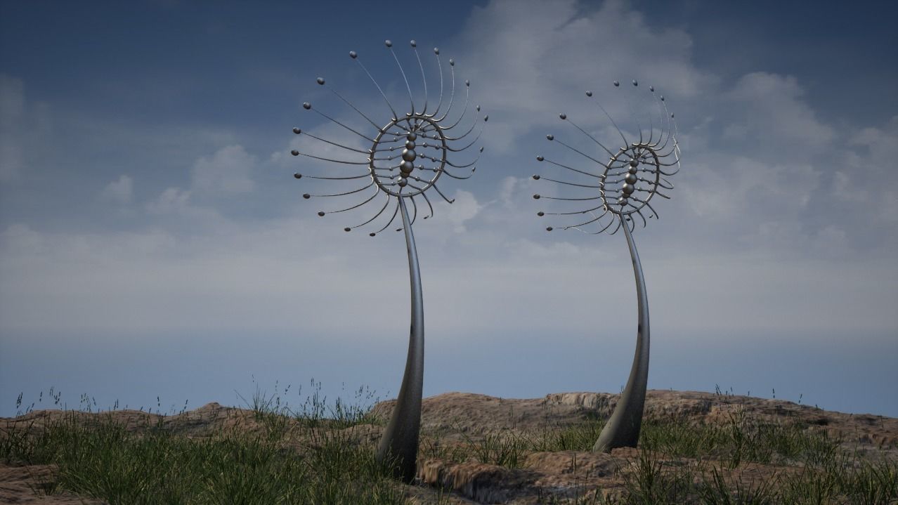 Kinetic Dandelions Sculpture  Low-poly 3D model_6