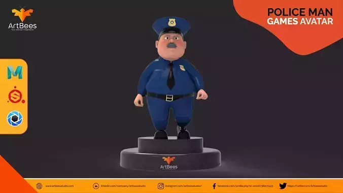 Policeman 3d model police officer figurine Low-poly 3D model
