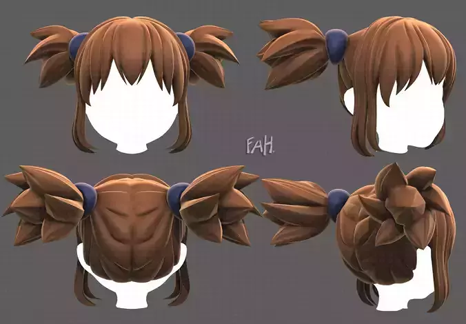 Base Hair for girl V42 Low-poly 3D model