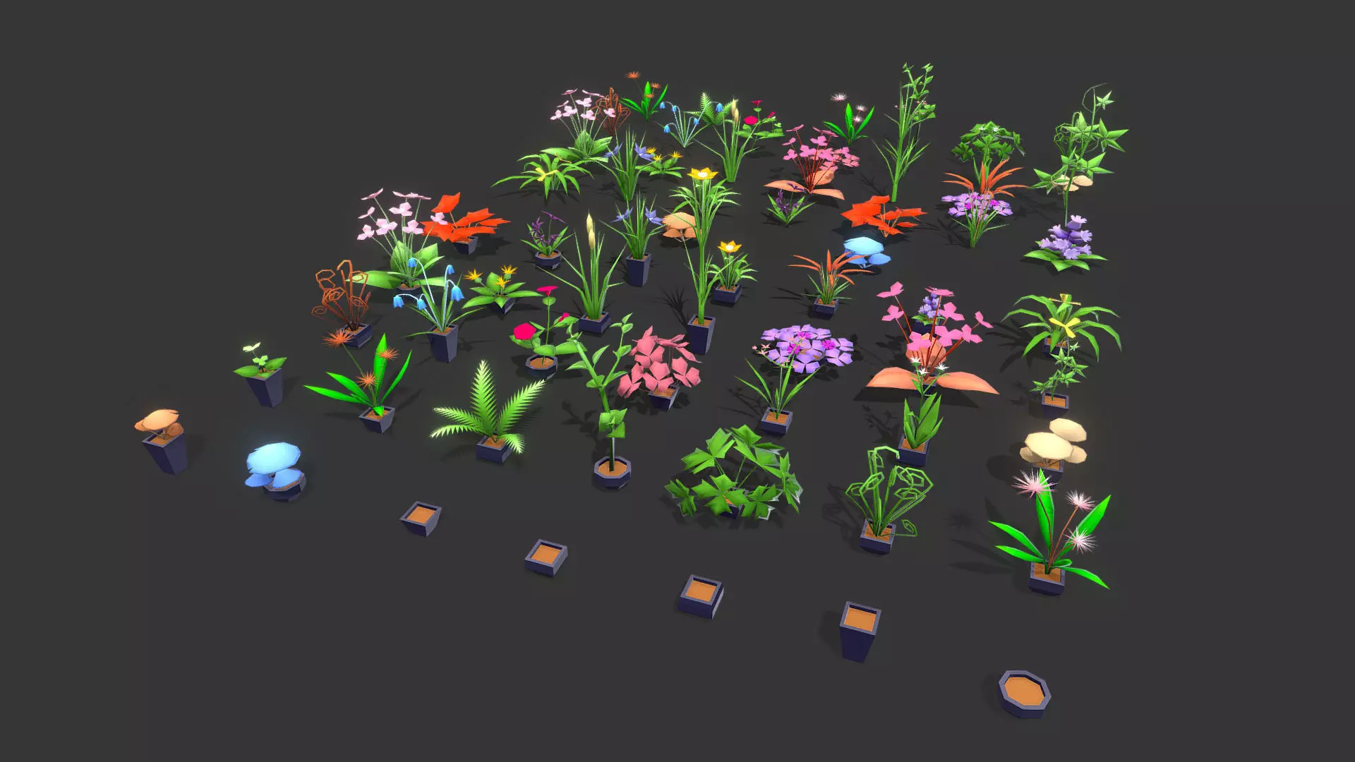 Stylize Low Poly Plants and Flowers Pack Low-poly 3D model_0