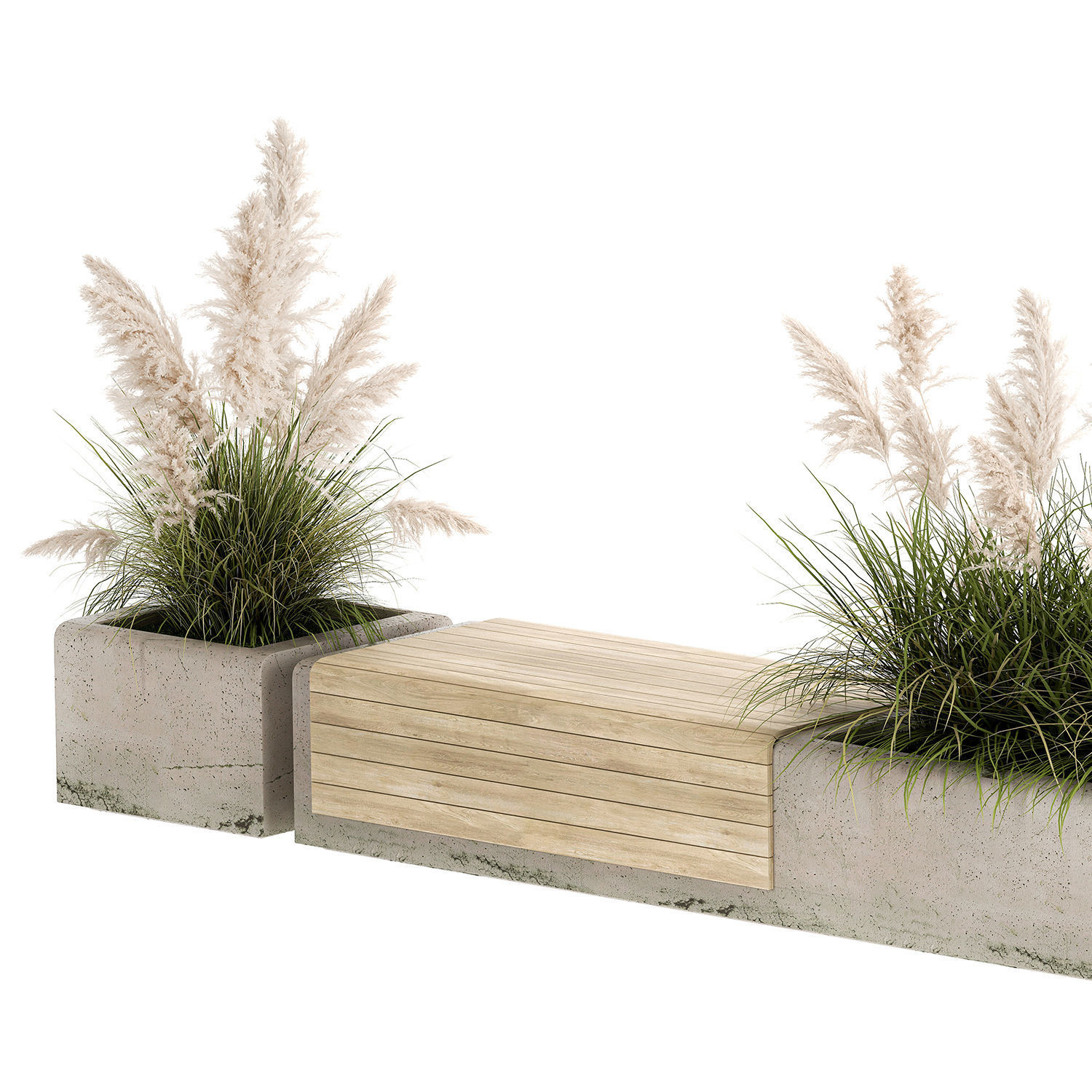 Bench With Flowerpot And Bushes For Outdoor Decor 1144 3D model_5