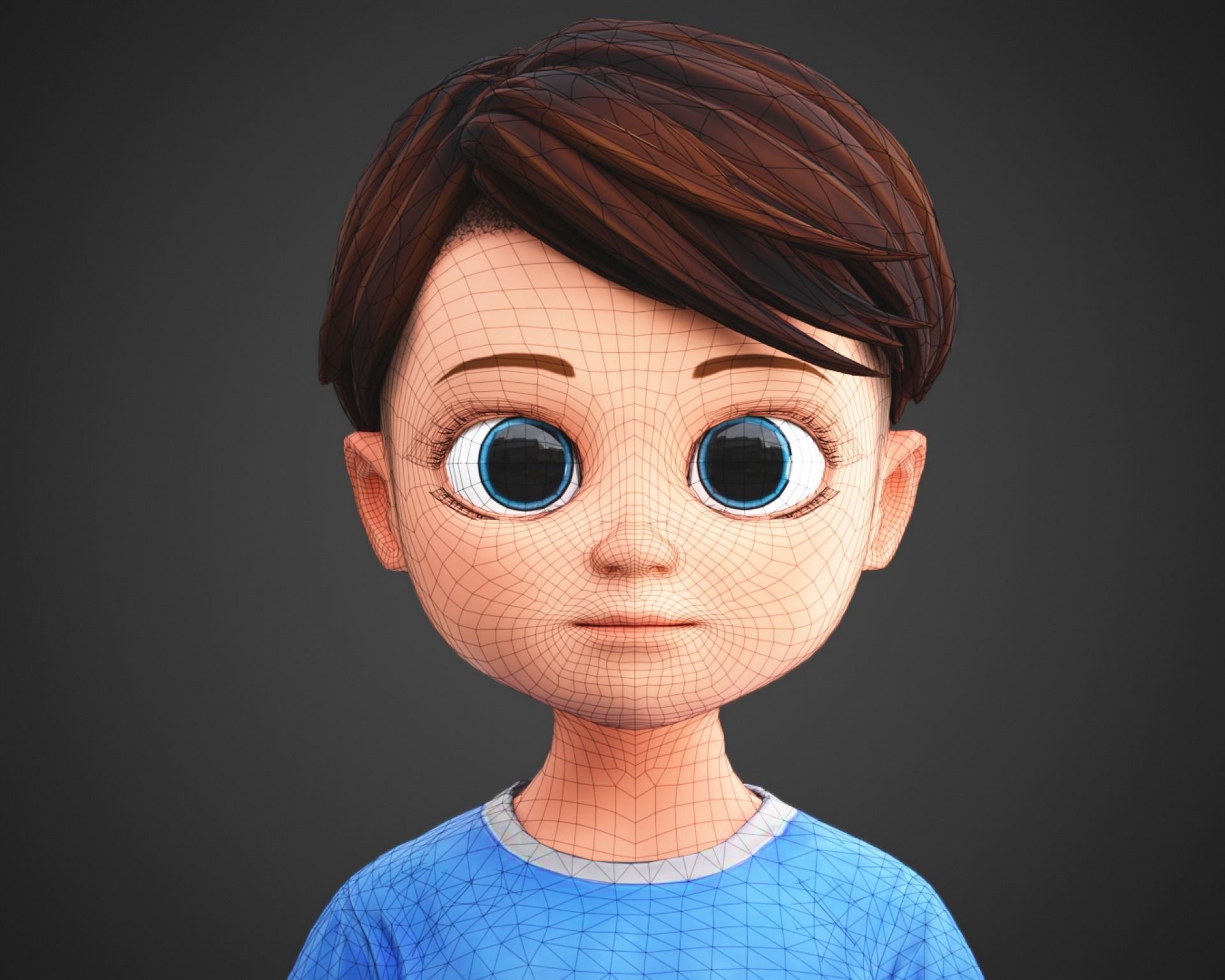 Stylized Cartoon Boy Kid Characters Low-poly 3D model_7