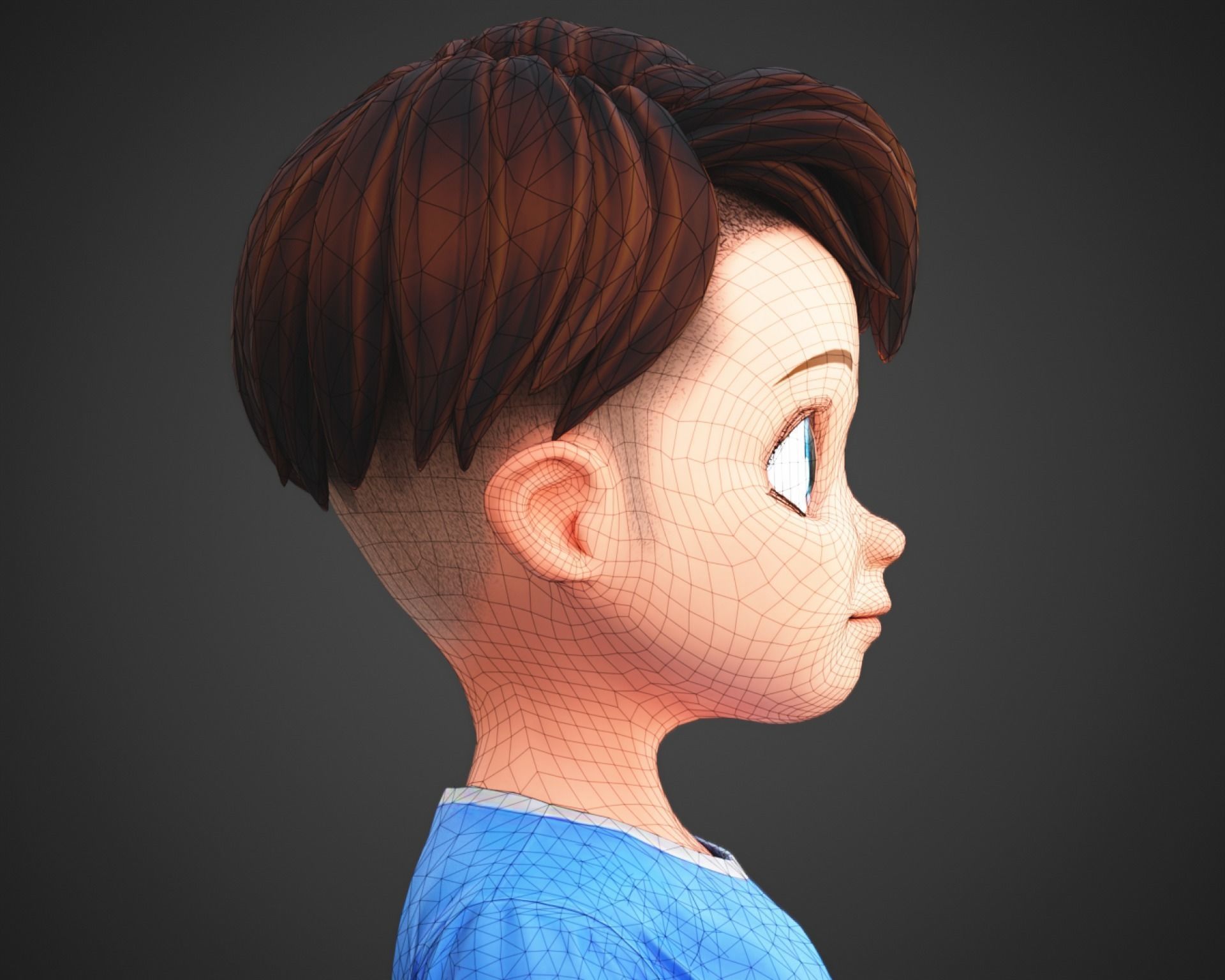 Stylized Cartoon Boy Kid Characters Low-poly 3D model_8