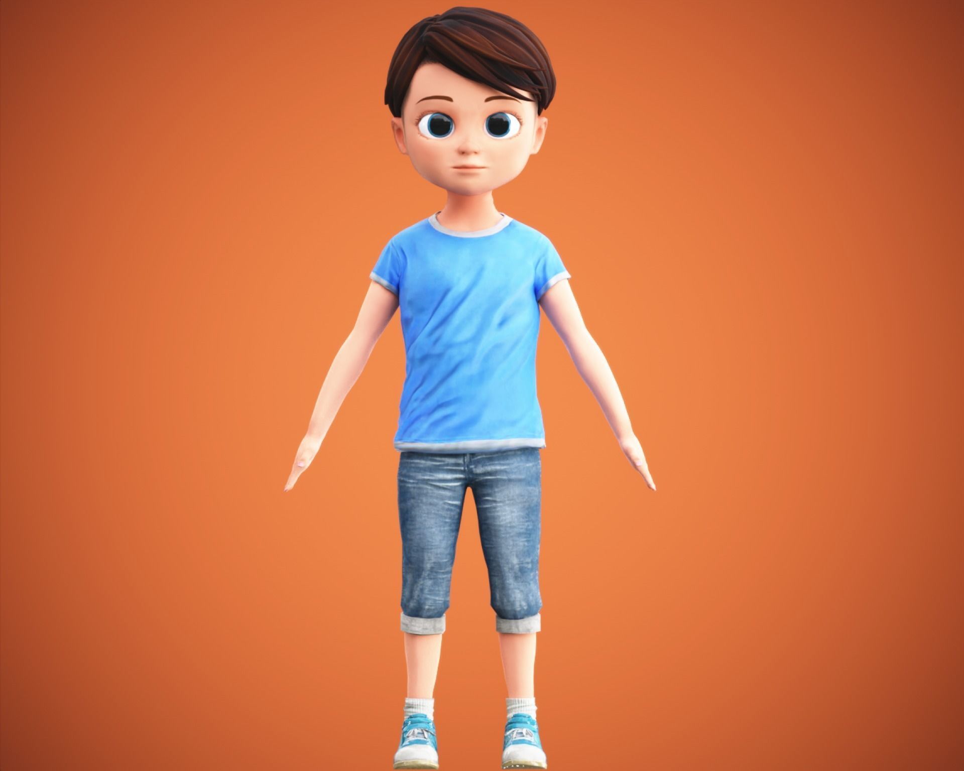 Stylized Cartoon Boy Kid Characters Low-poly 3D model_11