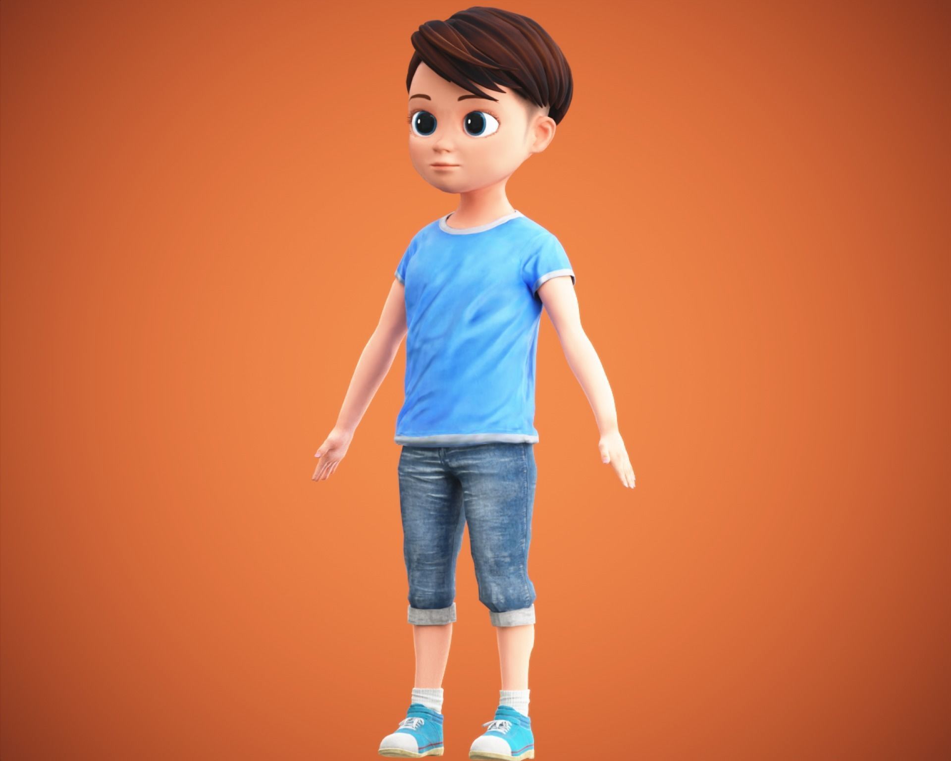 Stylized Cartoon Boy Kid Characters Low-poly 3D model_18