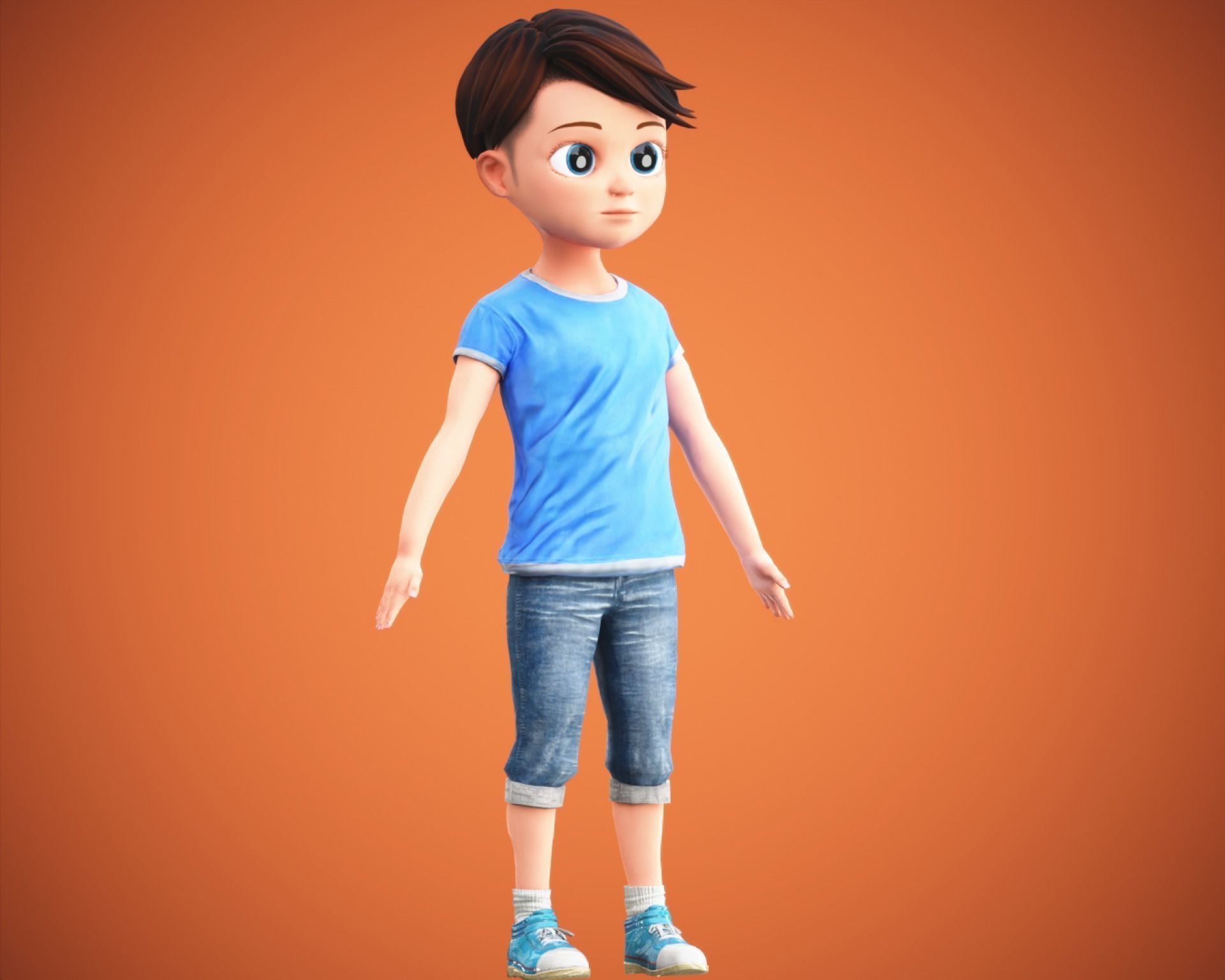Stylized Cartoon Boy Kid Characters Low-poly 3D model_12