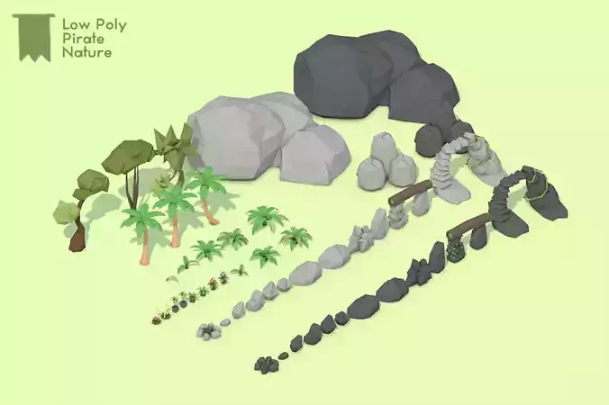 Low Poly Pirate Environment Tropical Nature Asset Pack Low-poly 3D model
