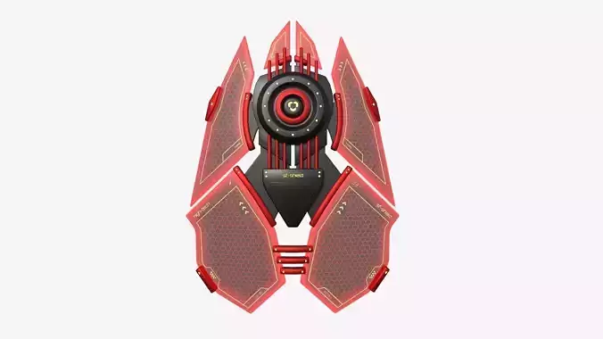 SciFi Shield A11 Red Yellow - Sci Fi Weapon Design