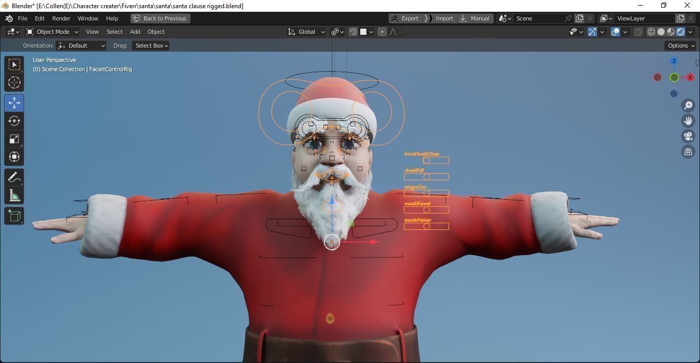 Santa Claus rigged and animated Low-poly 3D model_3