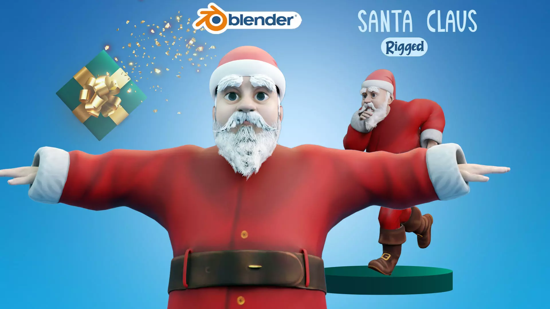 Santa Claus rigged and animated Low-poly 3D model_0