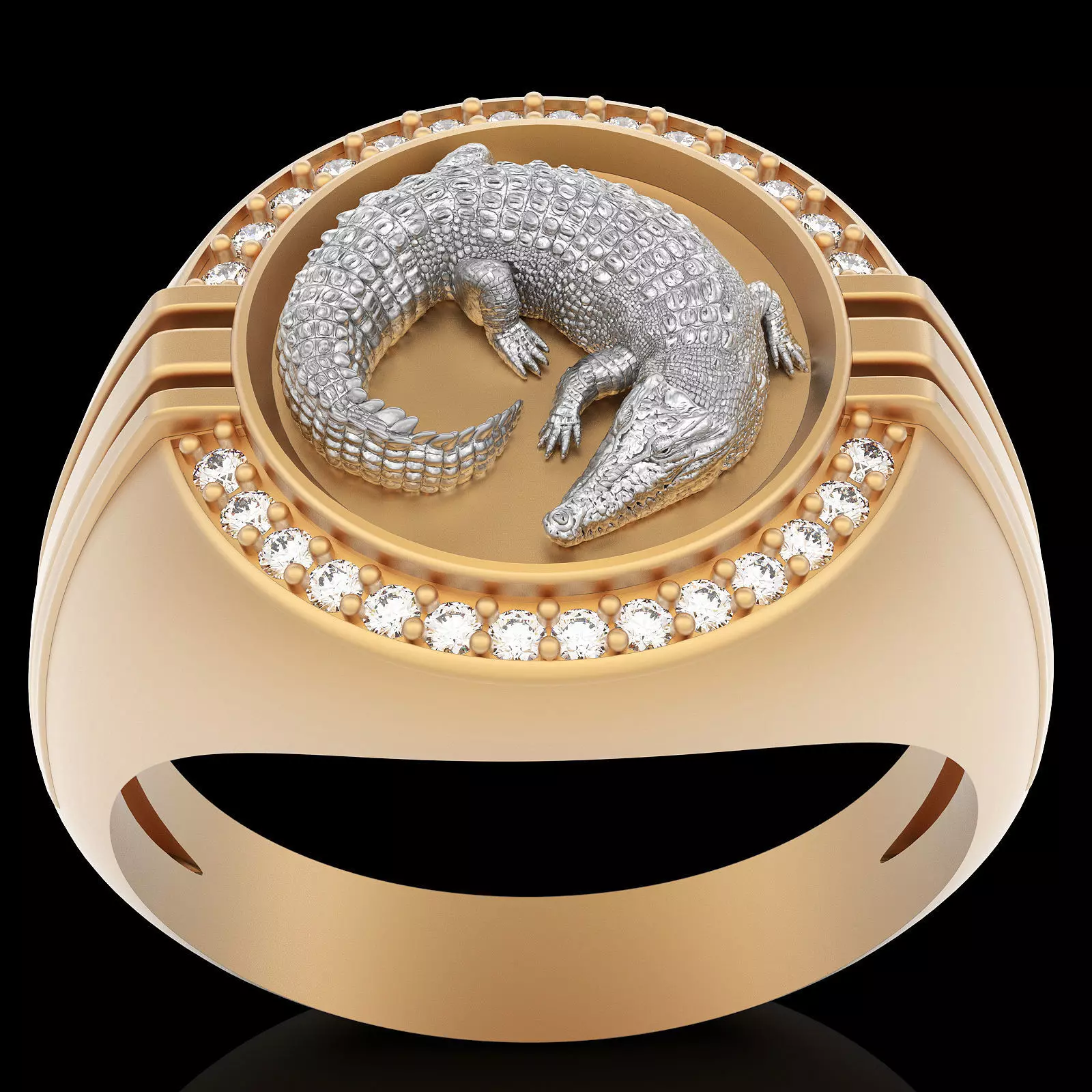 Crocodile ring gold printable jewelry 3D model 3D print model