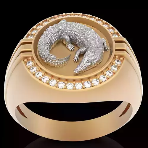 Crocodile ring  gold printable jewelry 3D model