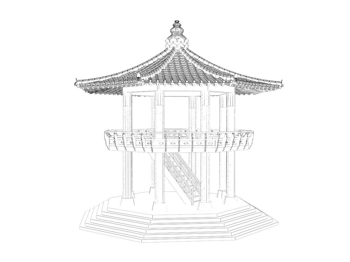 Korea Dancheong Palgakjeong 3D model_19