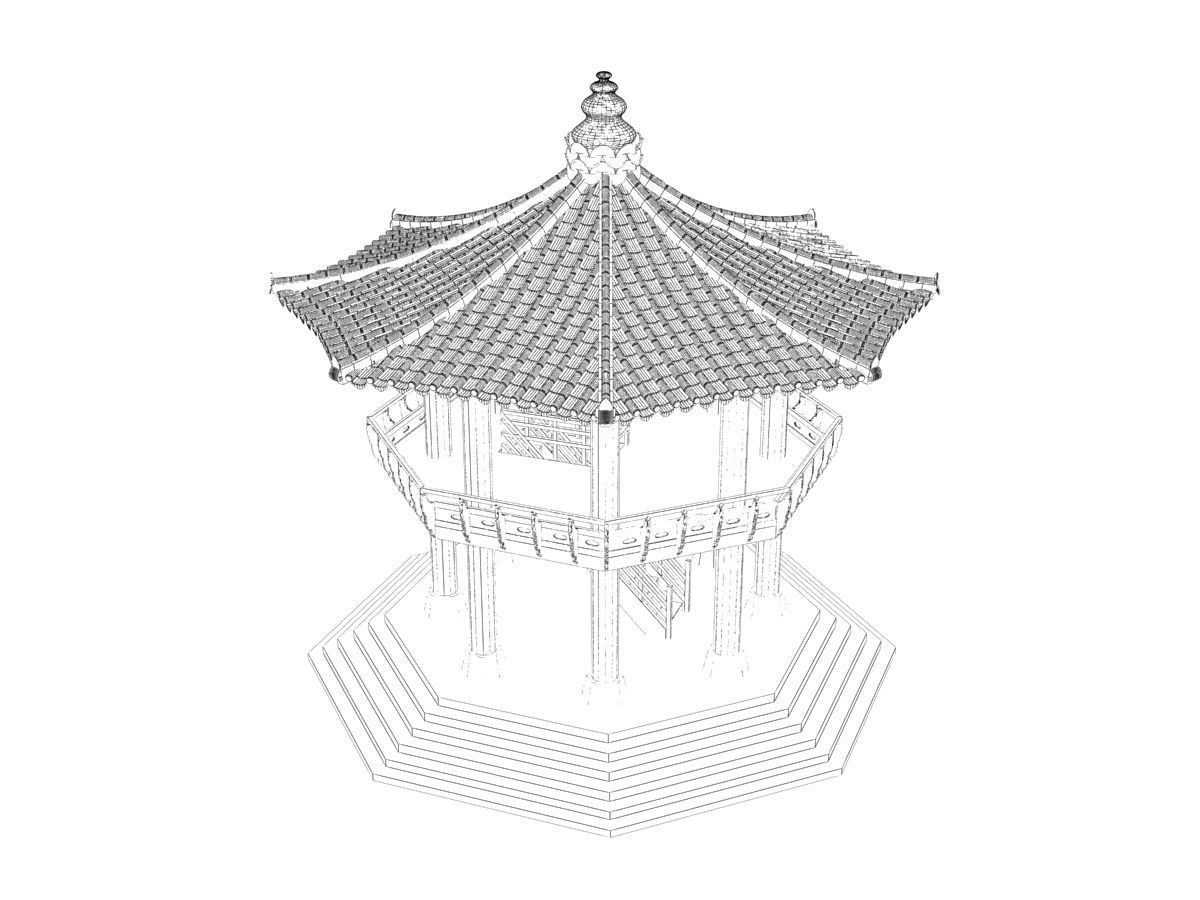 Korea Dancheong Palgakjeong 3D model_13