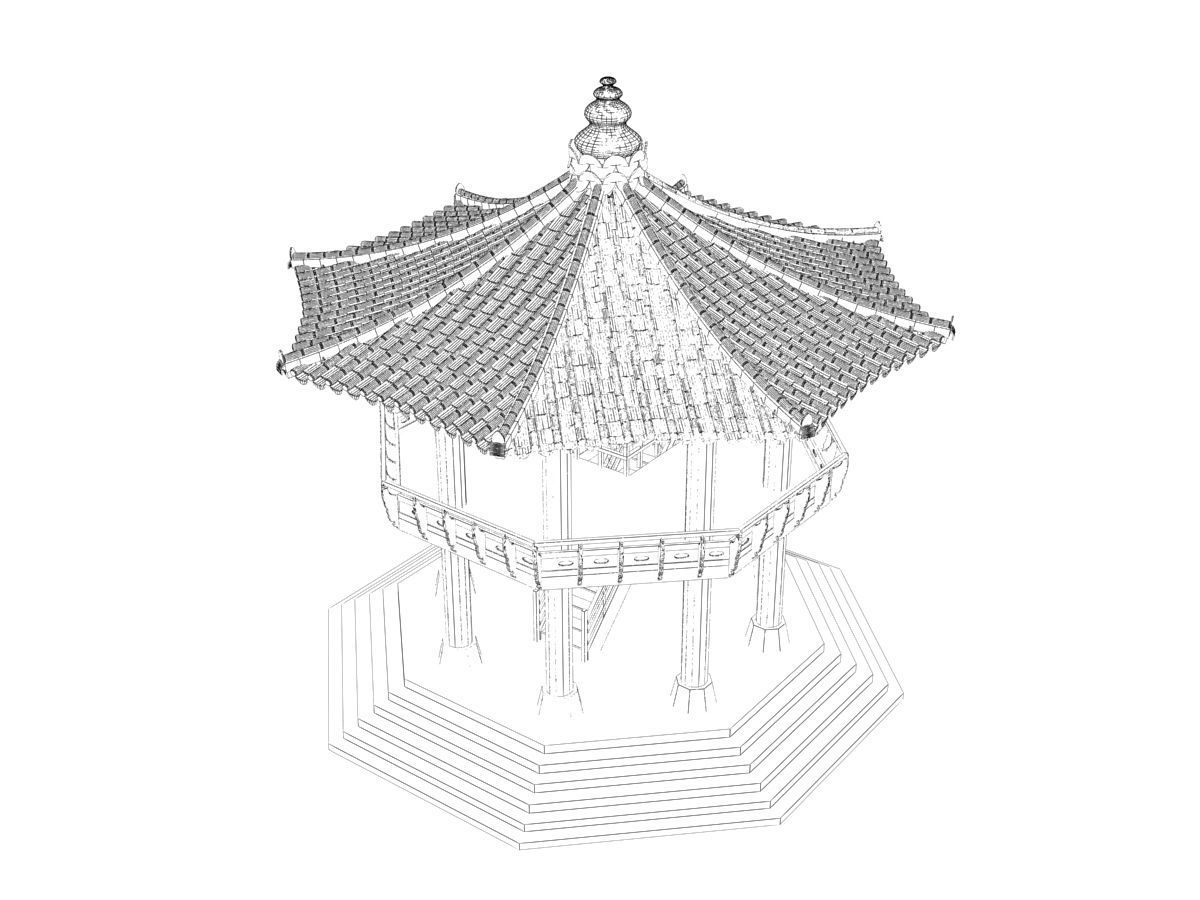 Korea Dancheong Palgakjeong 3D model_15