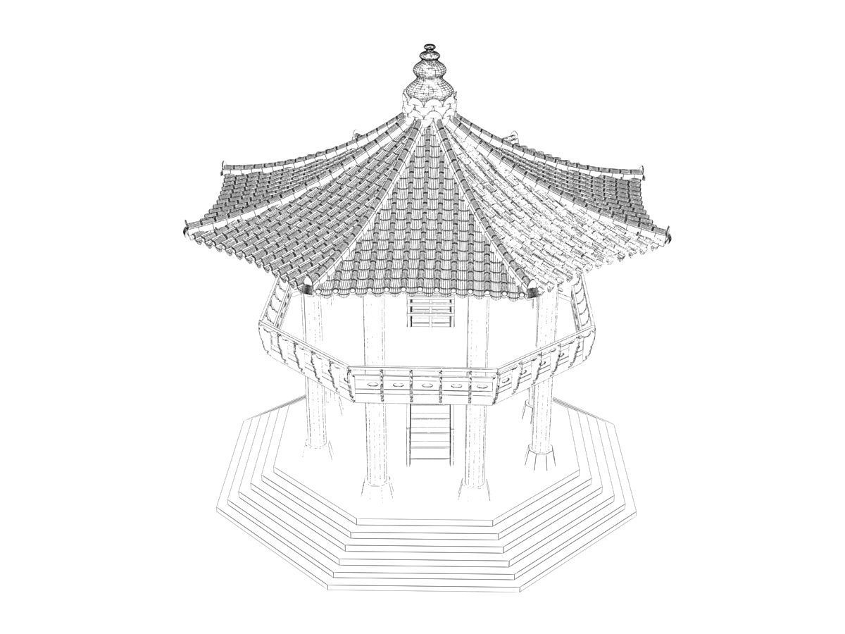 Korea Dancheong Palgakjeong 3D model_14