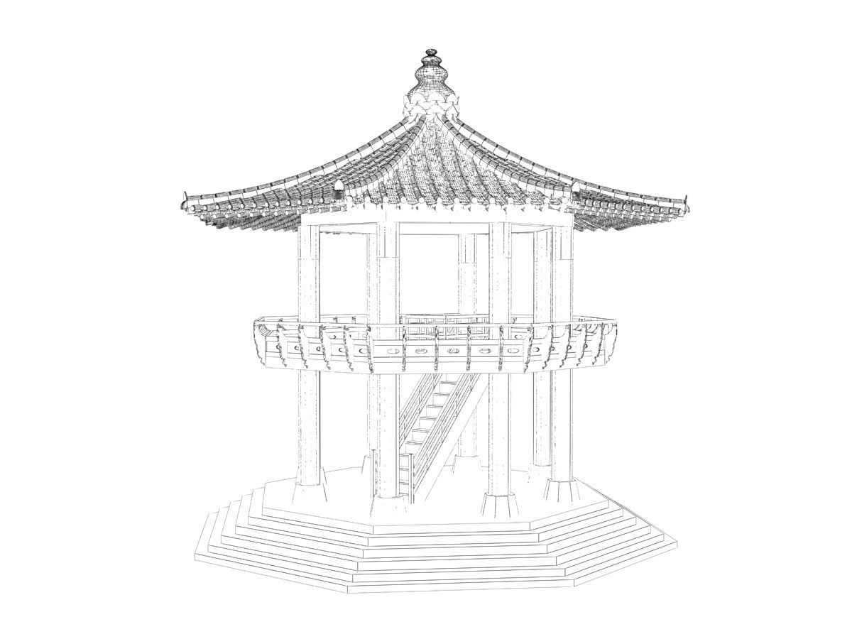 Korea Dancheong Palgakjeong 3D model_16