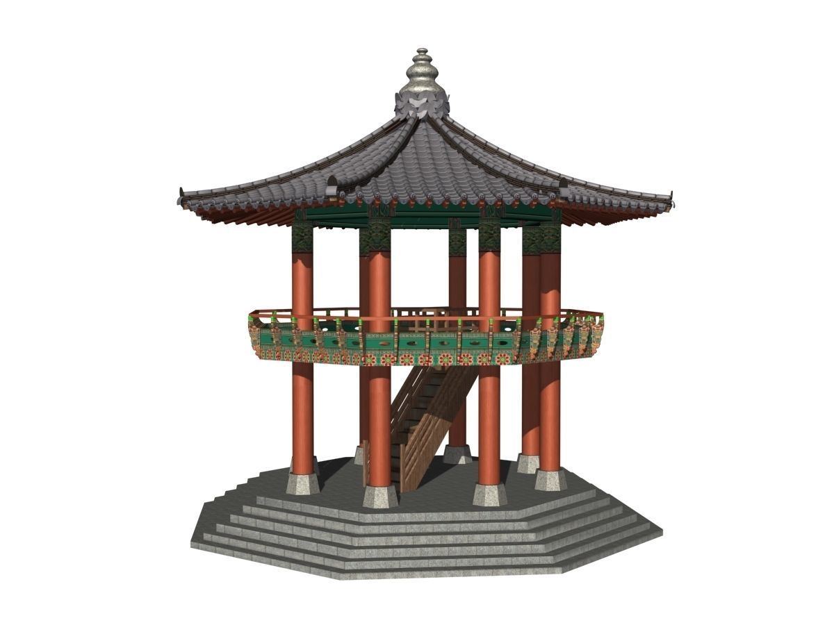 Korea Dancheong Palgakjeong 3D model_4