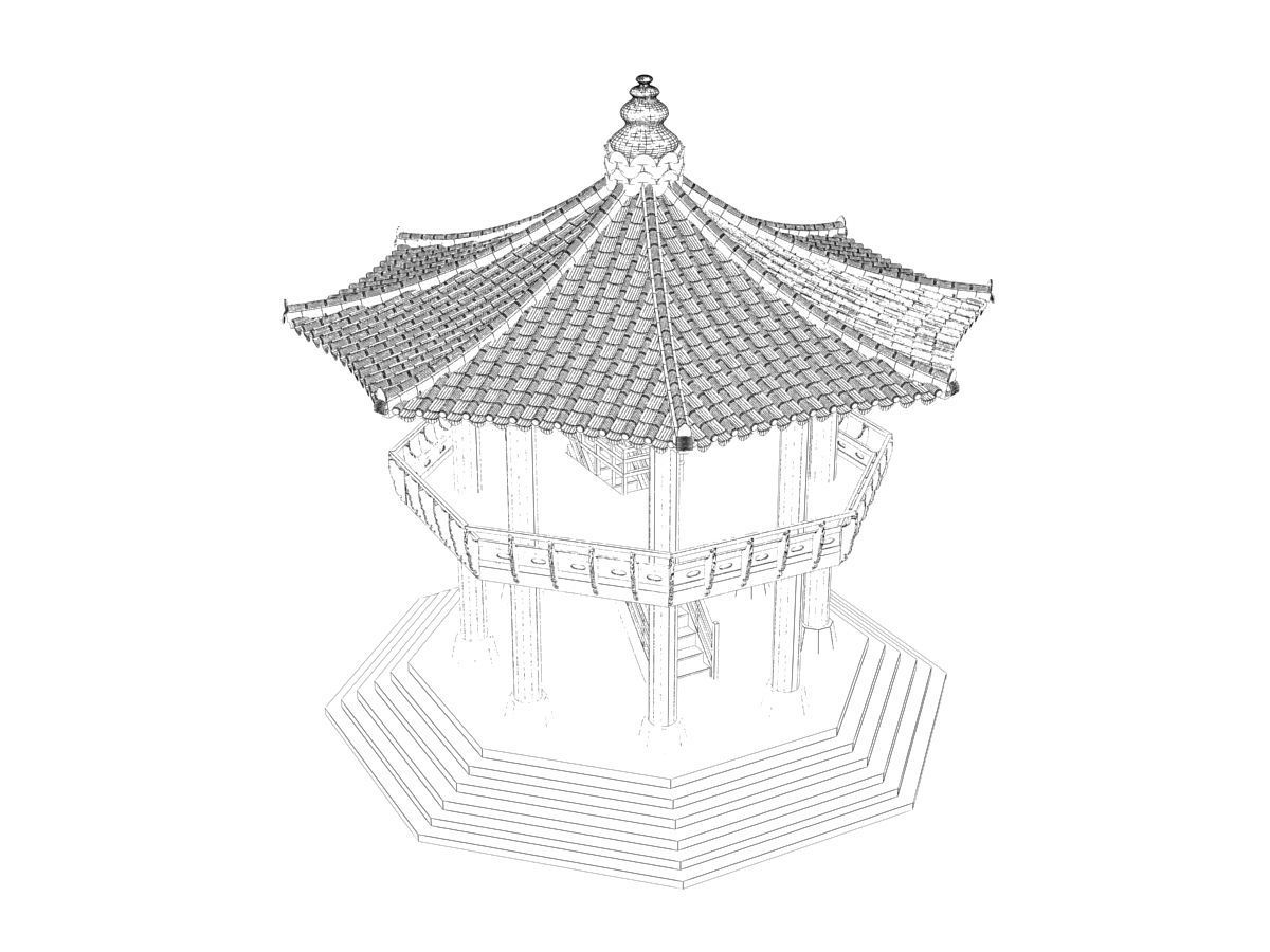 Korea Dancheong Palgakjeong 3D model_12